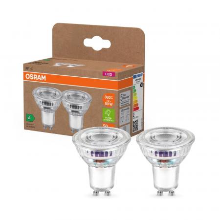 2er Set OSRAM GU10 LED Strahler besonders effizient 36 ° 2W wie 50W 2700K warmweißes Licht